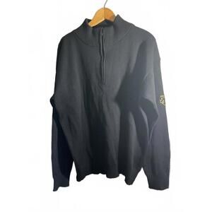 Descente Cozy Men's Black Wool Half-Zip Sweater XL